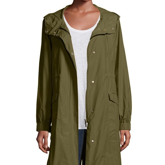 NET Eileen Fisher Olive Light Organic Cotton Hooded Anorak - Picture 1 of 9